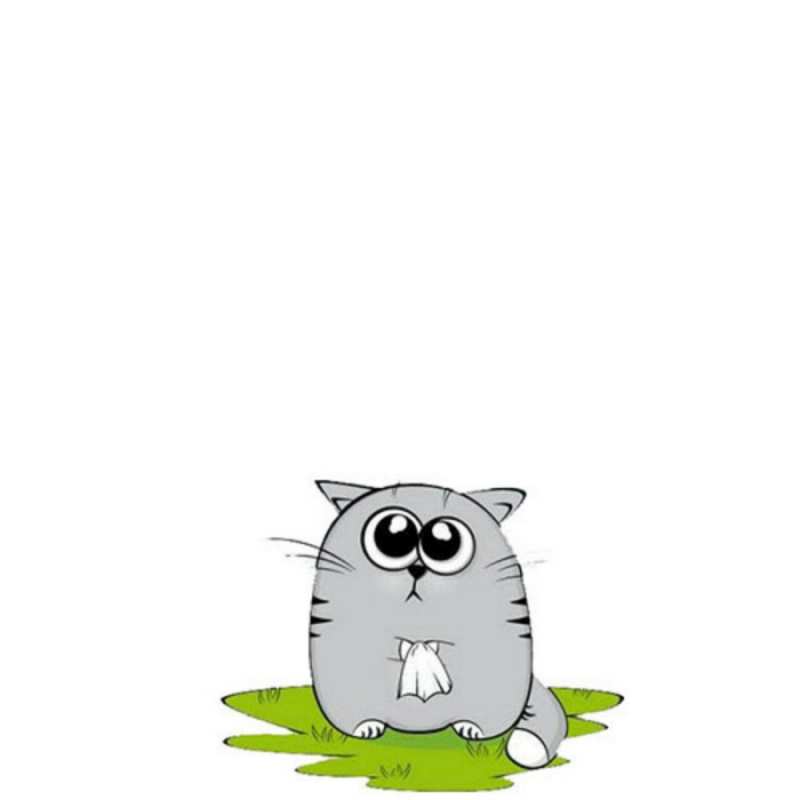 Открытка серый кот ждет встречи  котик теребит платочек сидя на травке  I want to hug you 